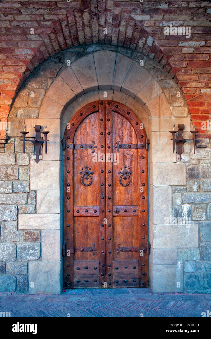 Castle door at Castello di Amorosa. Napa Valley, California. Property released. Stock Photo