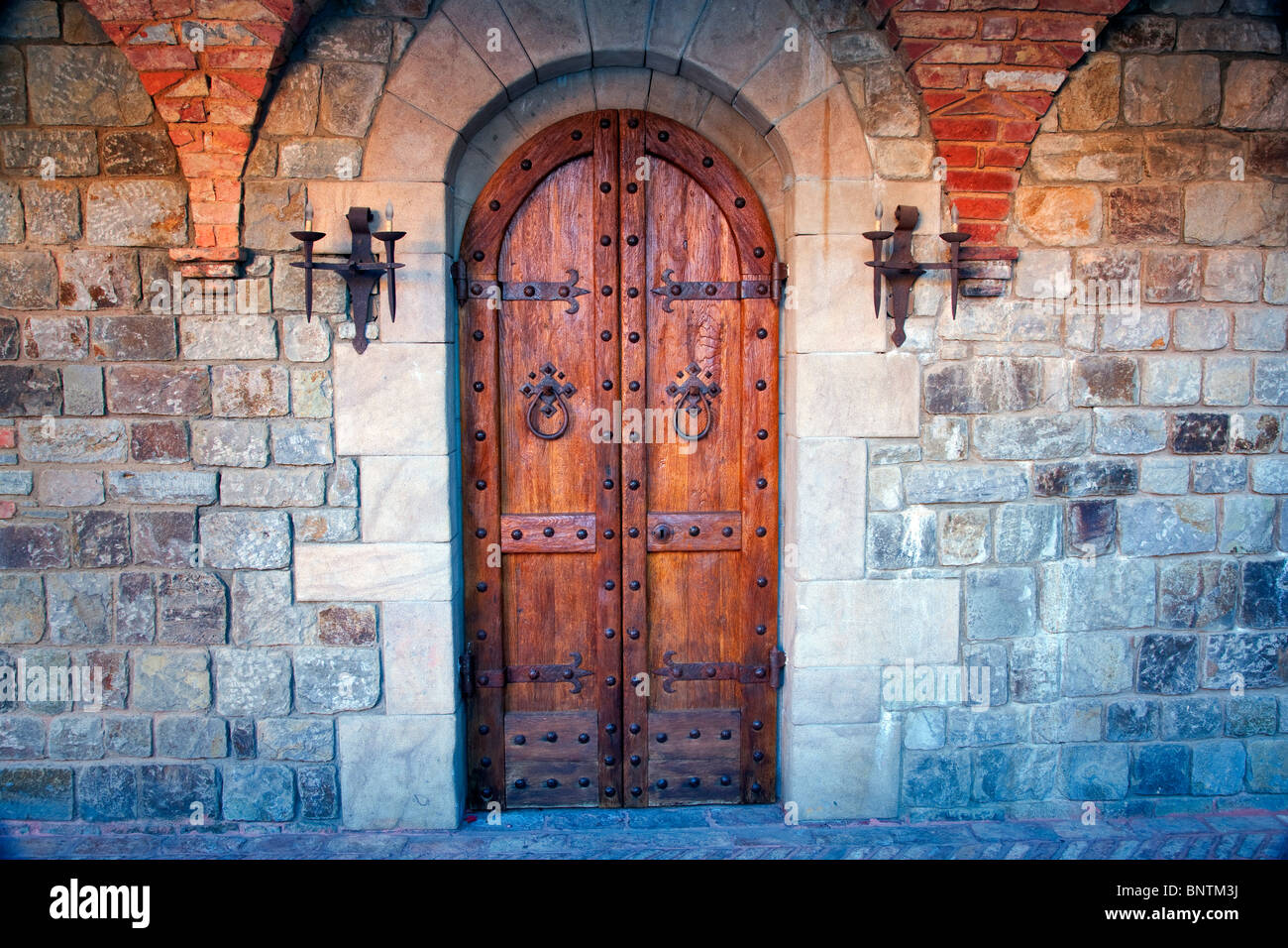 Castle door at Castello di Amorosa. Napa Valley, California. Property released. Stock Photo