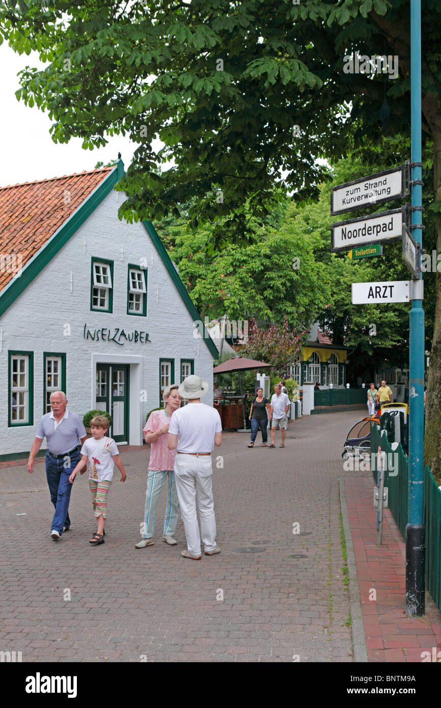 village centre, Spiekeroog island, East Friesland, Lower Saxony, Germany Stock Photo