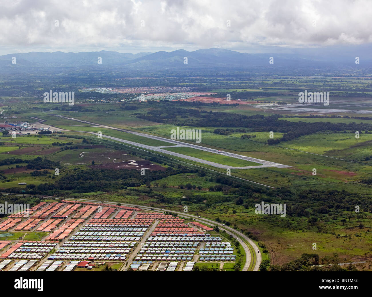 aerial view above Tocumen International Airport Aeropuerto Internacional de Tocumen Panama Stock Photo