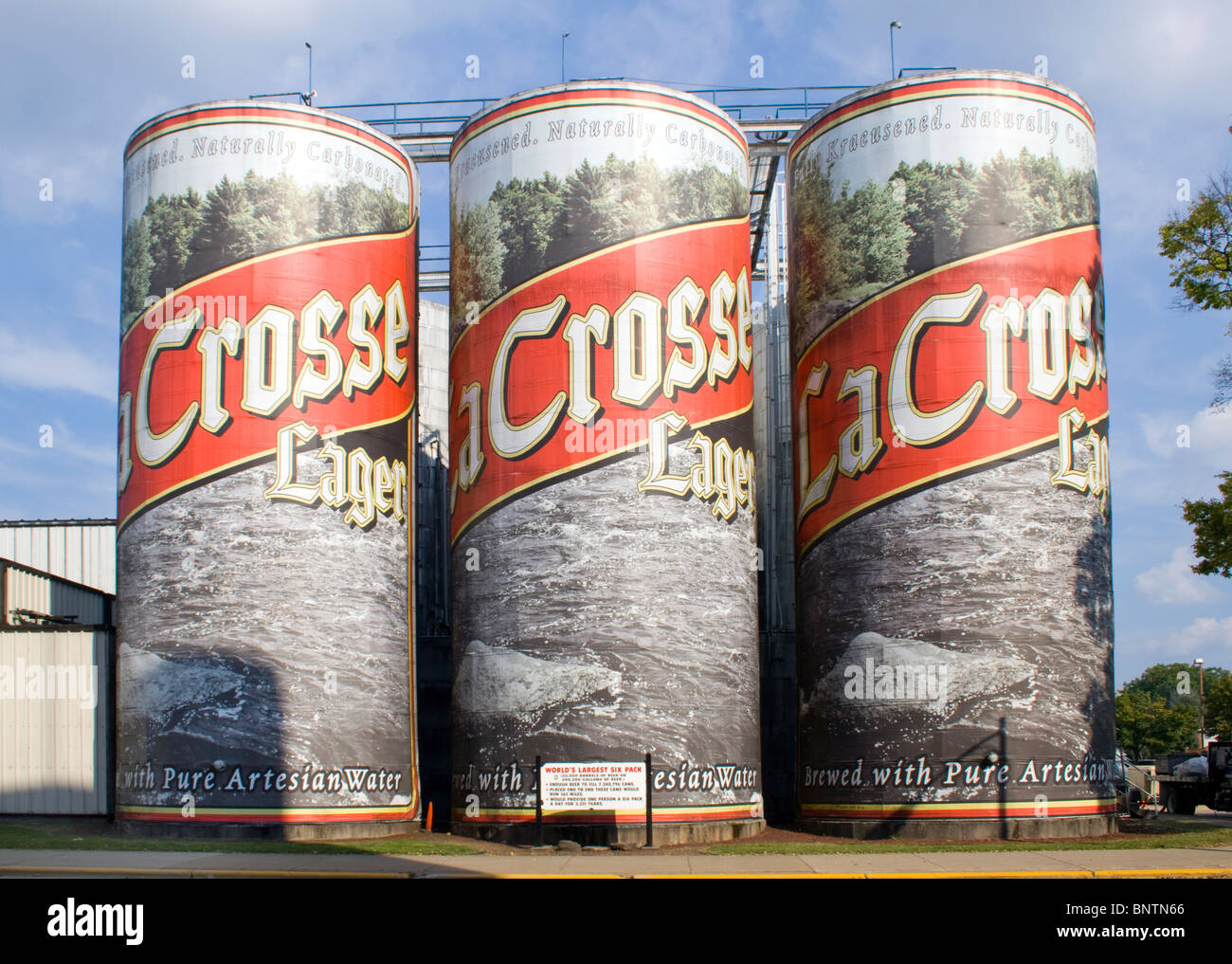 Worlds Largest SixPack at La Cross Brewery in Wisconsin Stock Photo