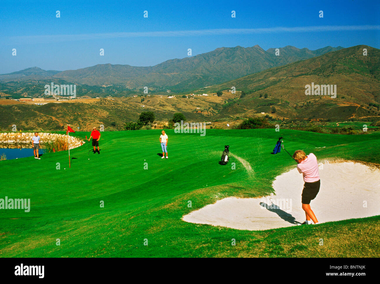 Golf course amid mountains, valleys and green fairways on north course at La  Cala Resort in Malaga on Costa del Sol, Spain Stock Photo - Alamy