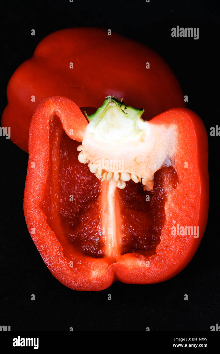 Inside View of Red Bell Pepper Stock Photo