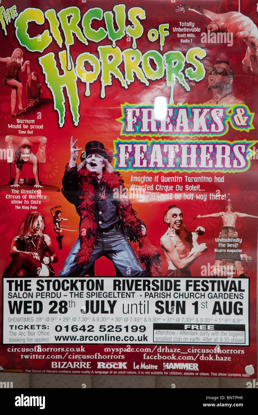 Advertising Poster, Circus of Horrors freaks and featherts at STOCKTON