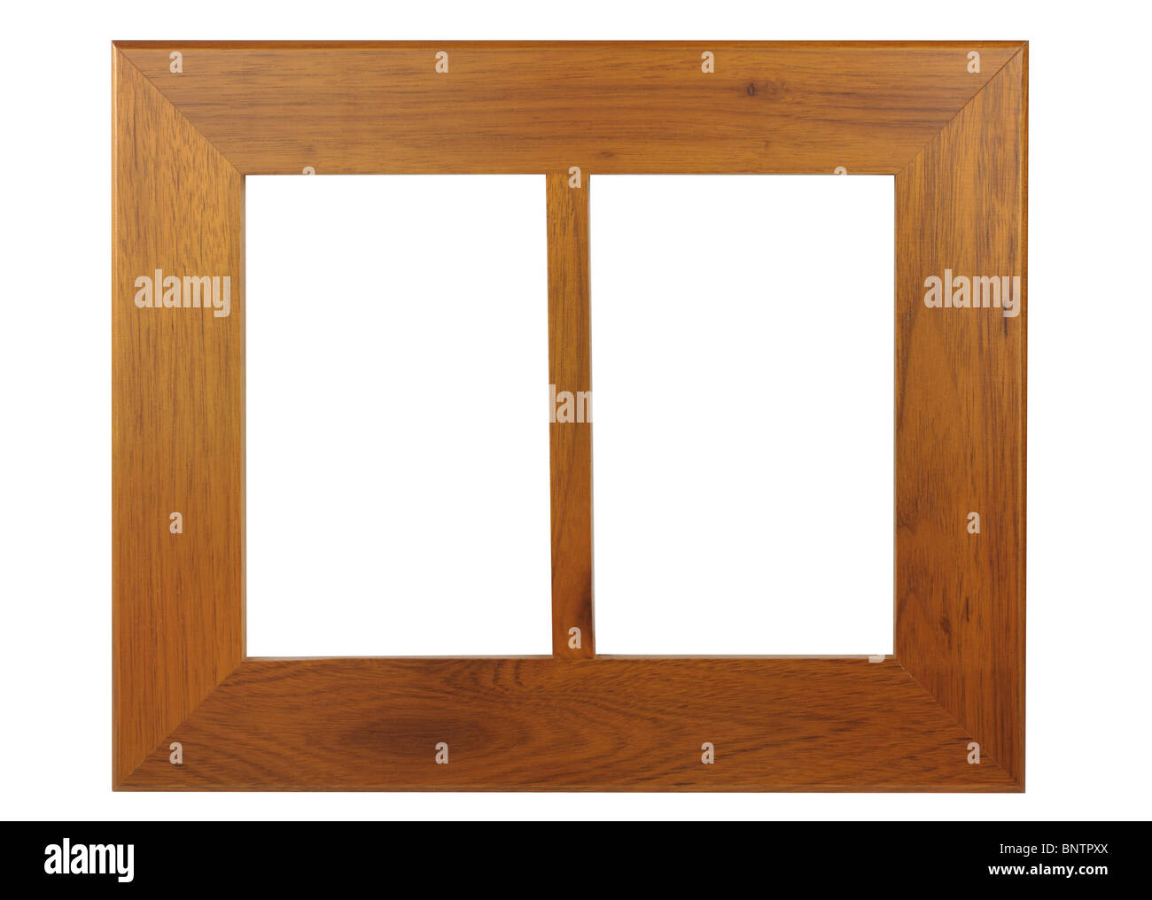 Wooden Double Frame Isolated On White Background Stock Photo
