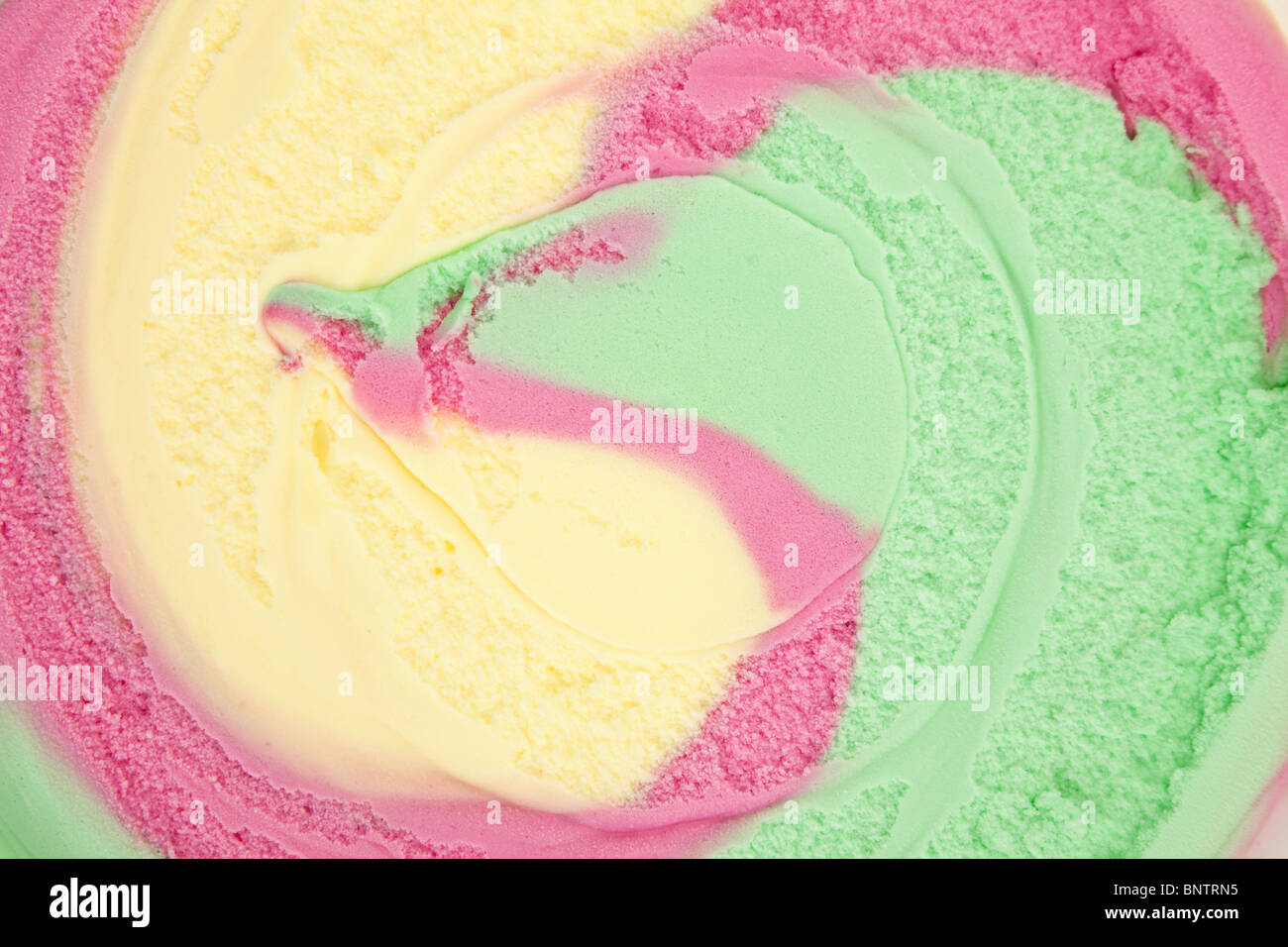 Yellow, green, pink Ice Cream for background Stock Photo