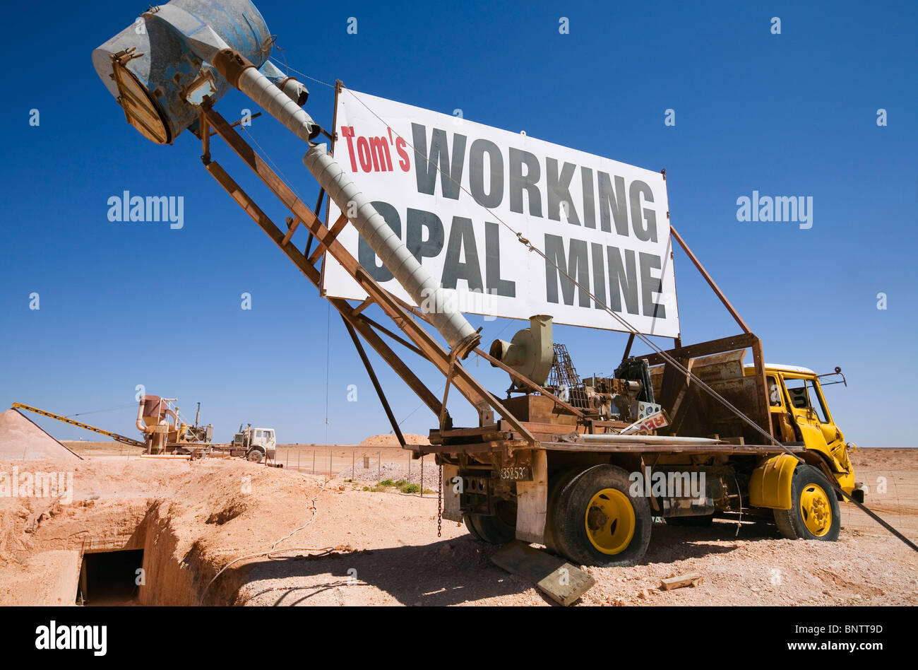 Tom's working opal mine. Coober Pedy, South Australia. Stock Photo
