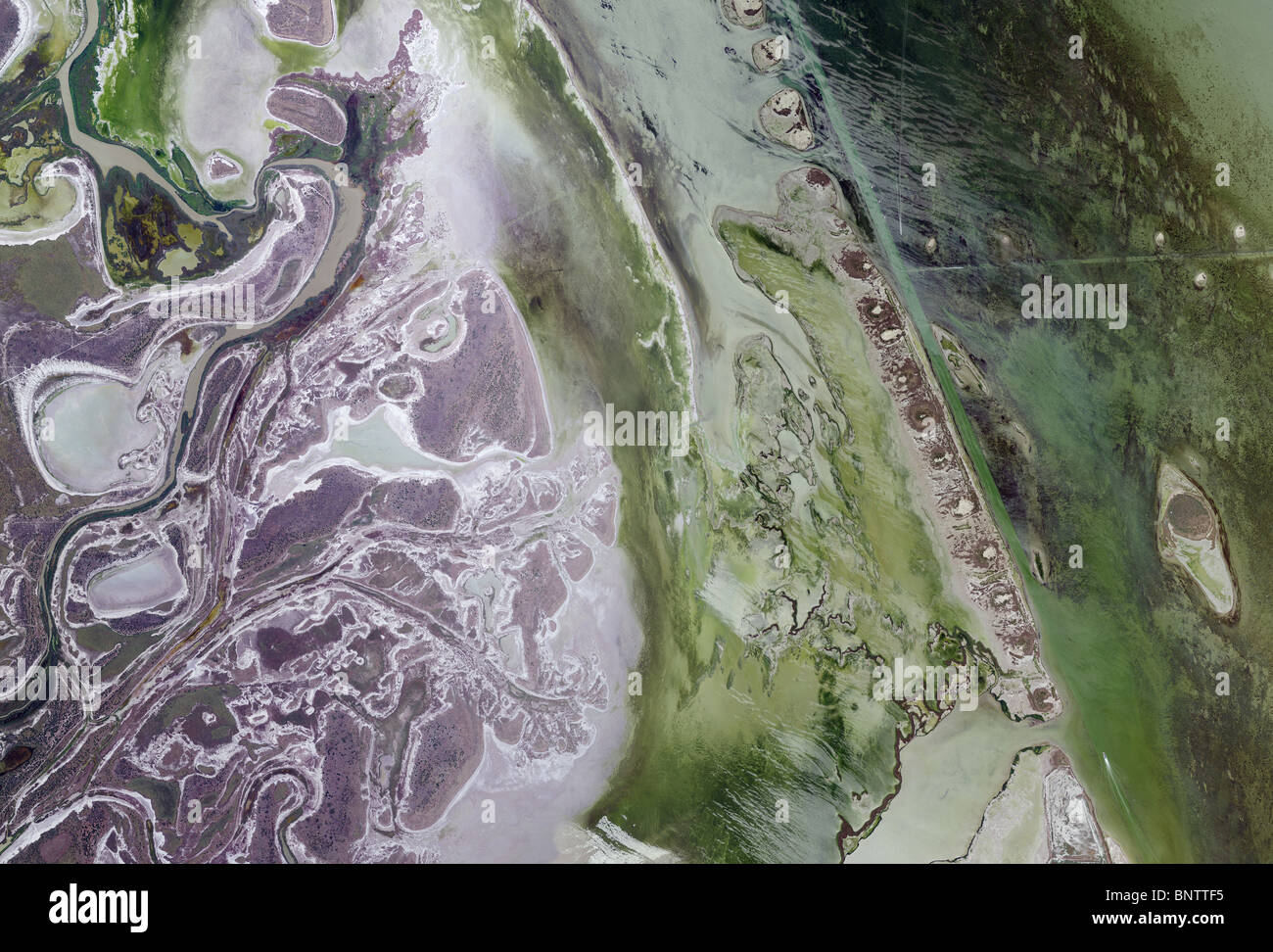 aerial map view above Gulf Coast Cameron county Texas Stock Photo