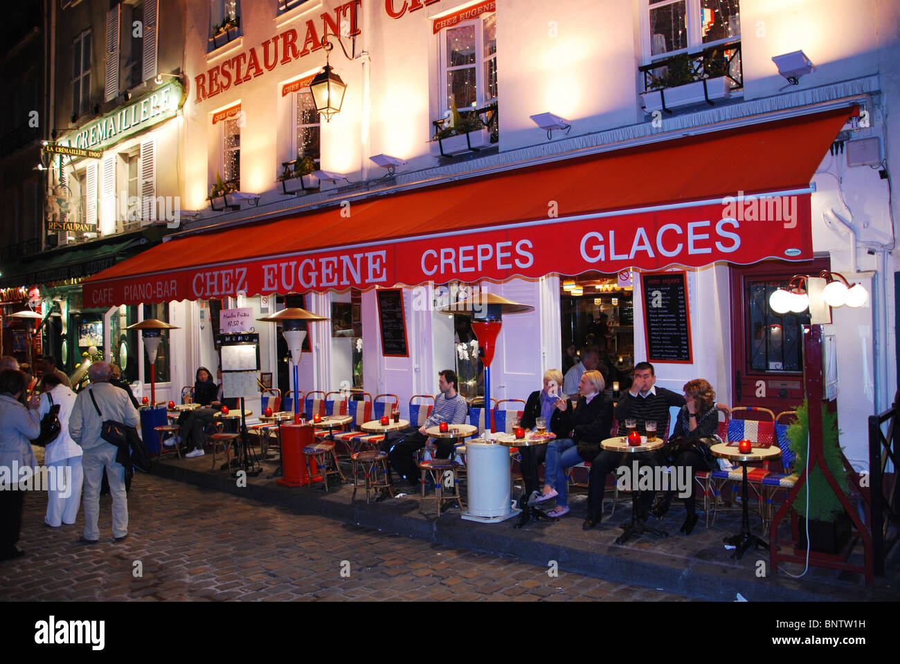 Chez Eugene, famous restaurant in Montmartre district of Paris France Stock Photo