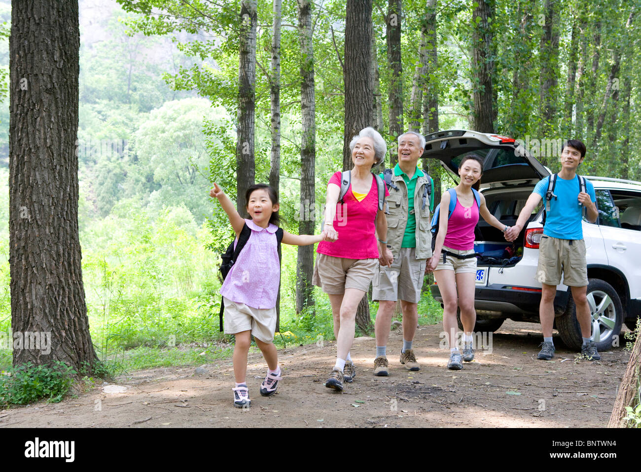 Family on a trip out in the country Stock Photo Alamy