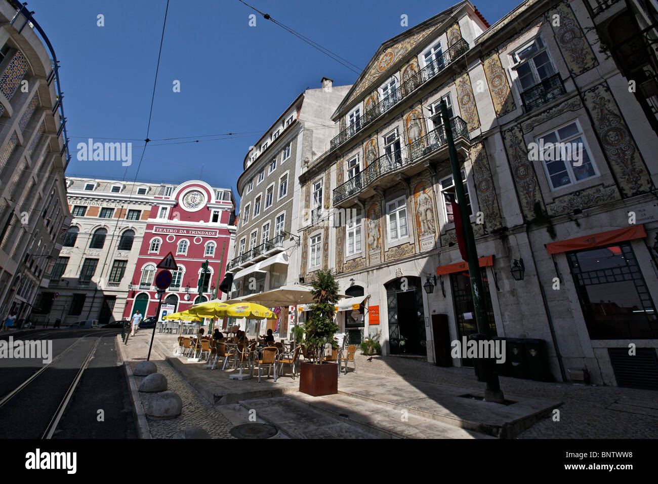 A square in Lisbon's Chiado quarter Stock Photo - Alamy