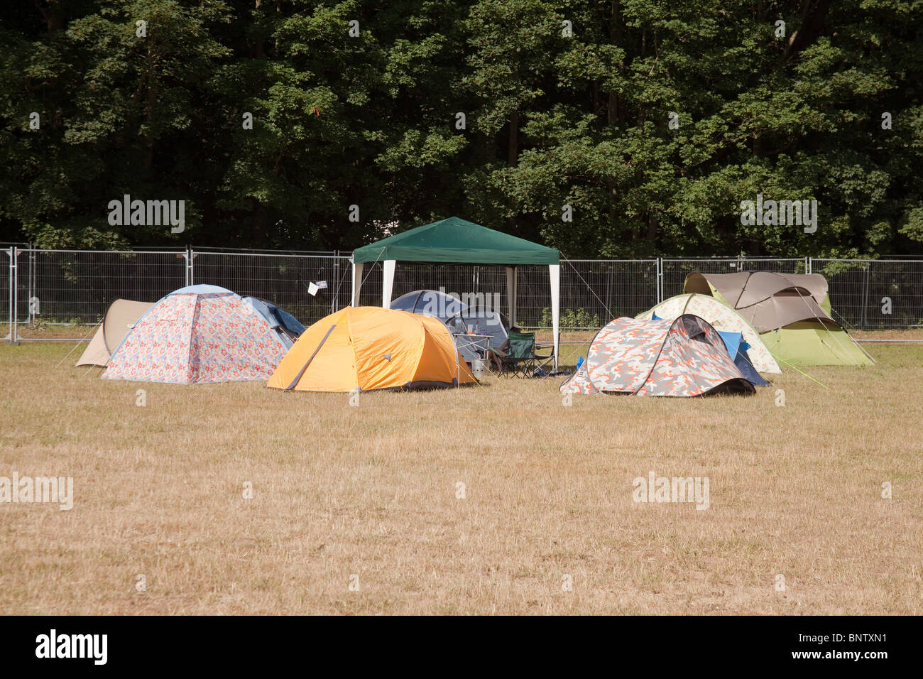 Campsite at the Latitude festival 2010, Southwold, Suffolk, England, United Kingdom. Stock Photo