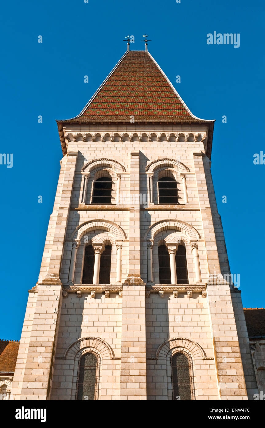 Preuilly-sur-Claise abbey church bell tower, Indre-et-Loire - France. Stock Photo