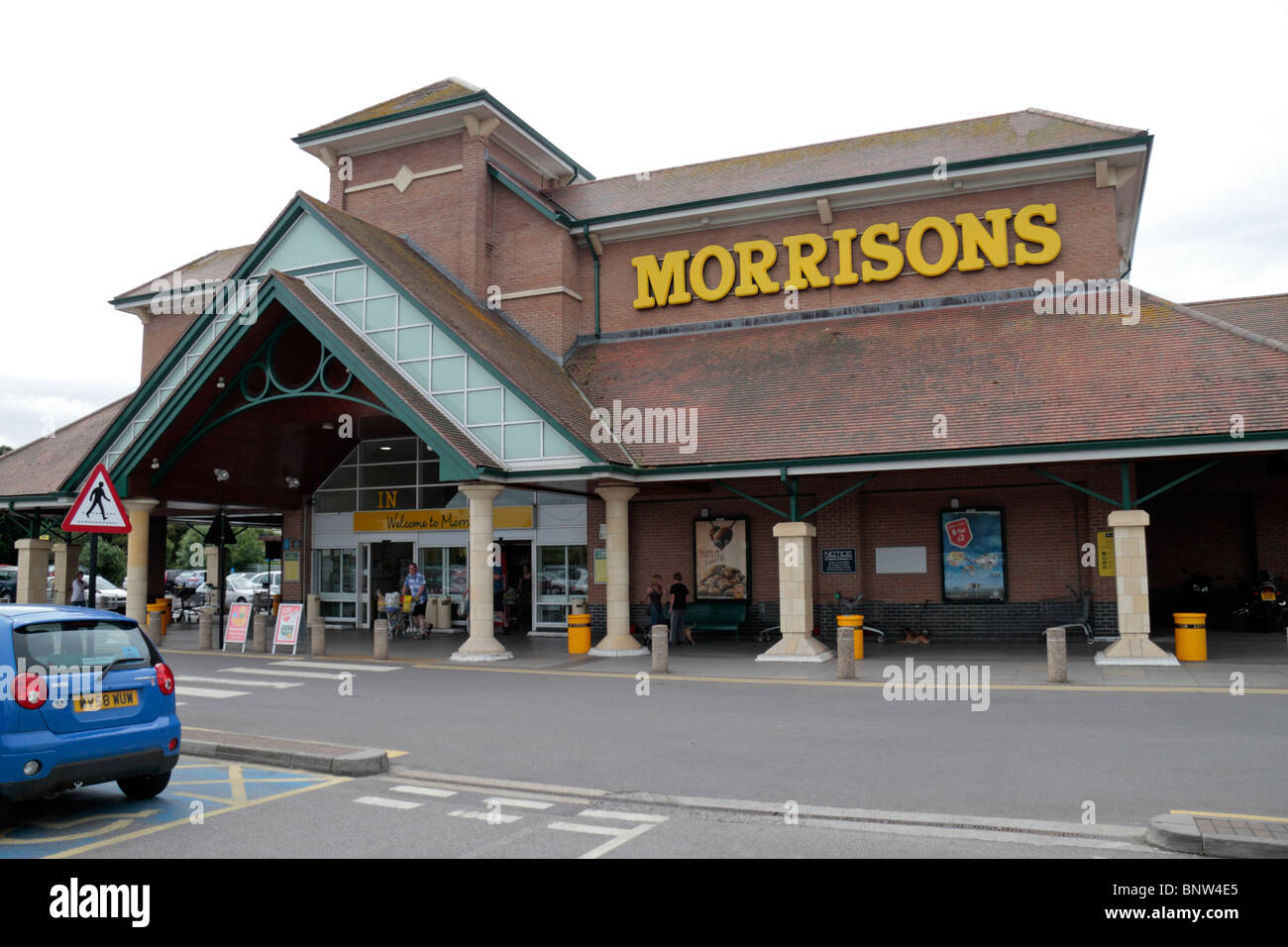 Entrance to the Morrisons supermarket in Bridport, Dorset, UK.  July 2010 Stock Photo