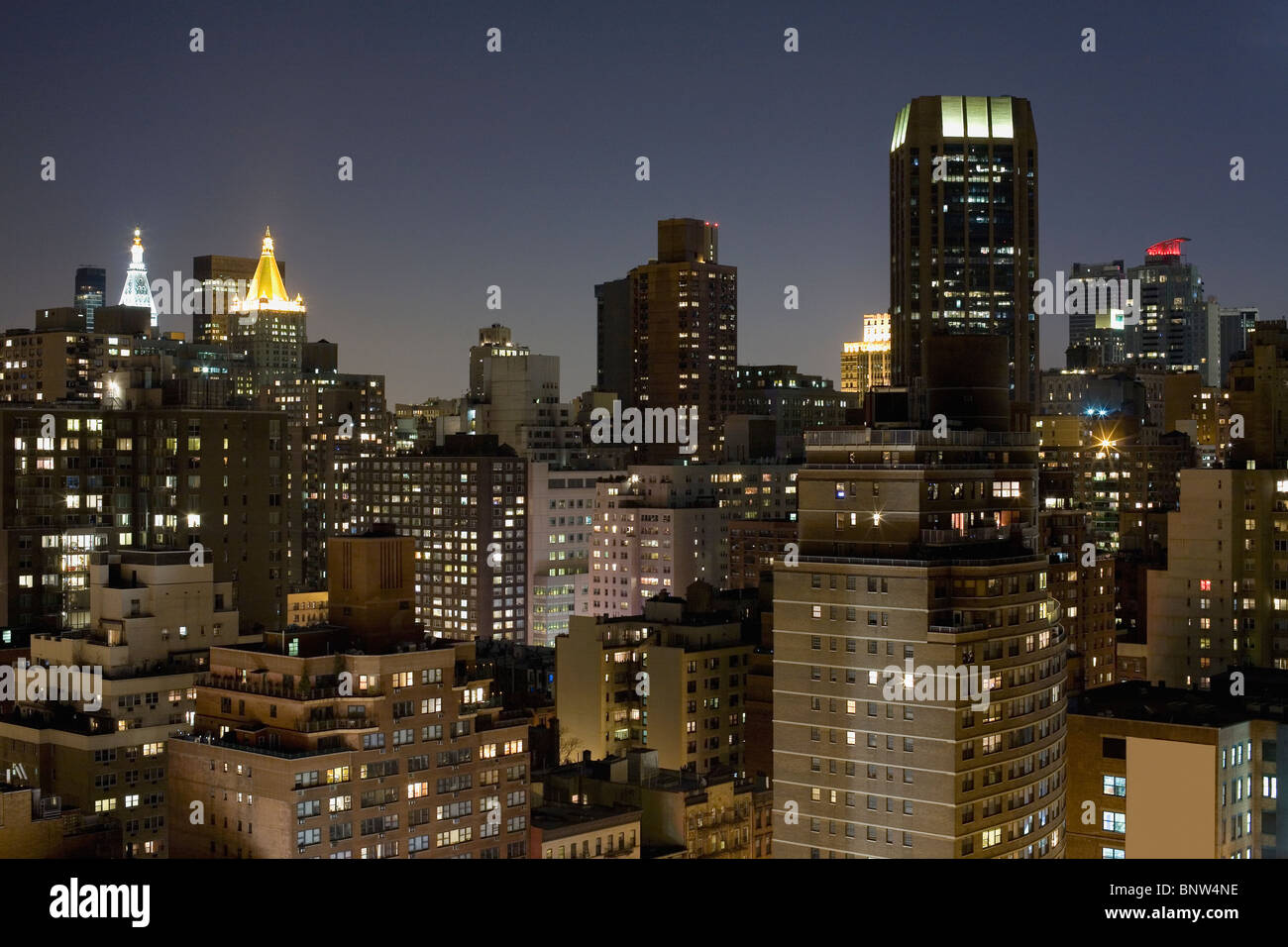 New York City skyline at dusk Stock Photo - Alamy