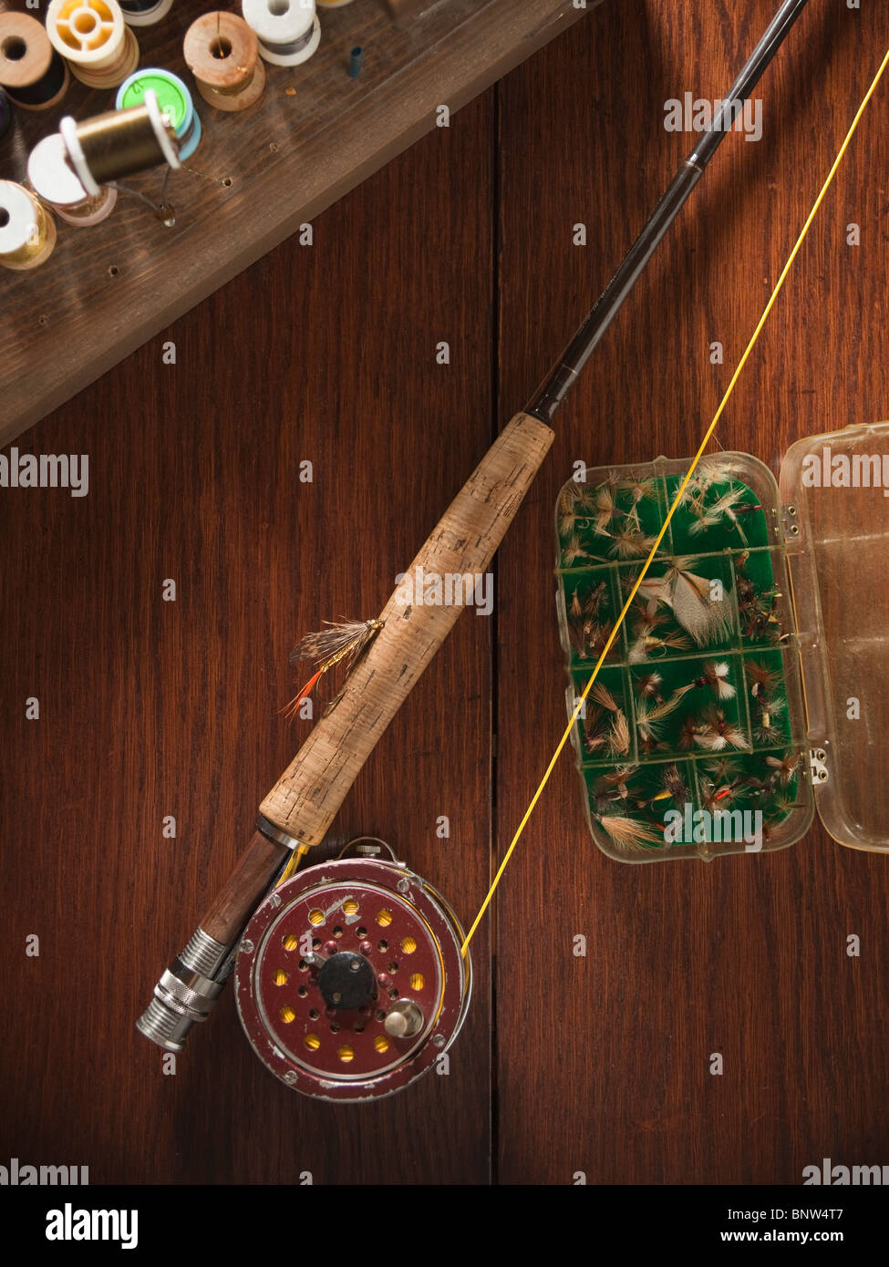 Fishing rod and equipment Stock Photo