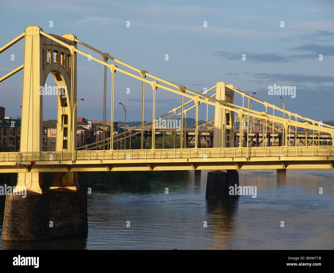 Twin bridges in late afternoon light. Pittsburgh Pennsylvania. Stock Photo