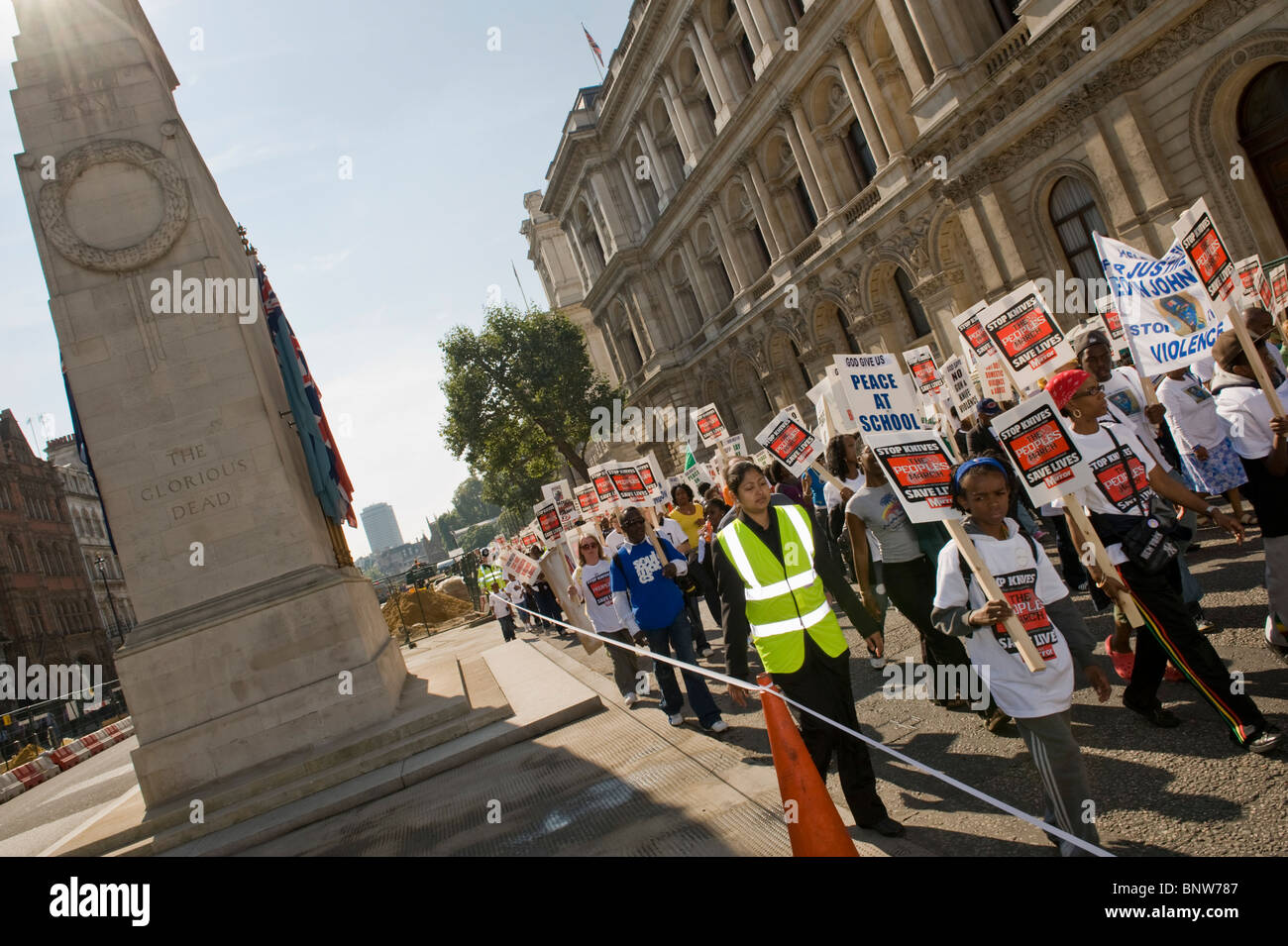 A march against knife crime goes from Kennington to central London, 20 September 2008. Stock Photo