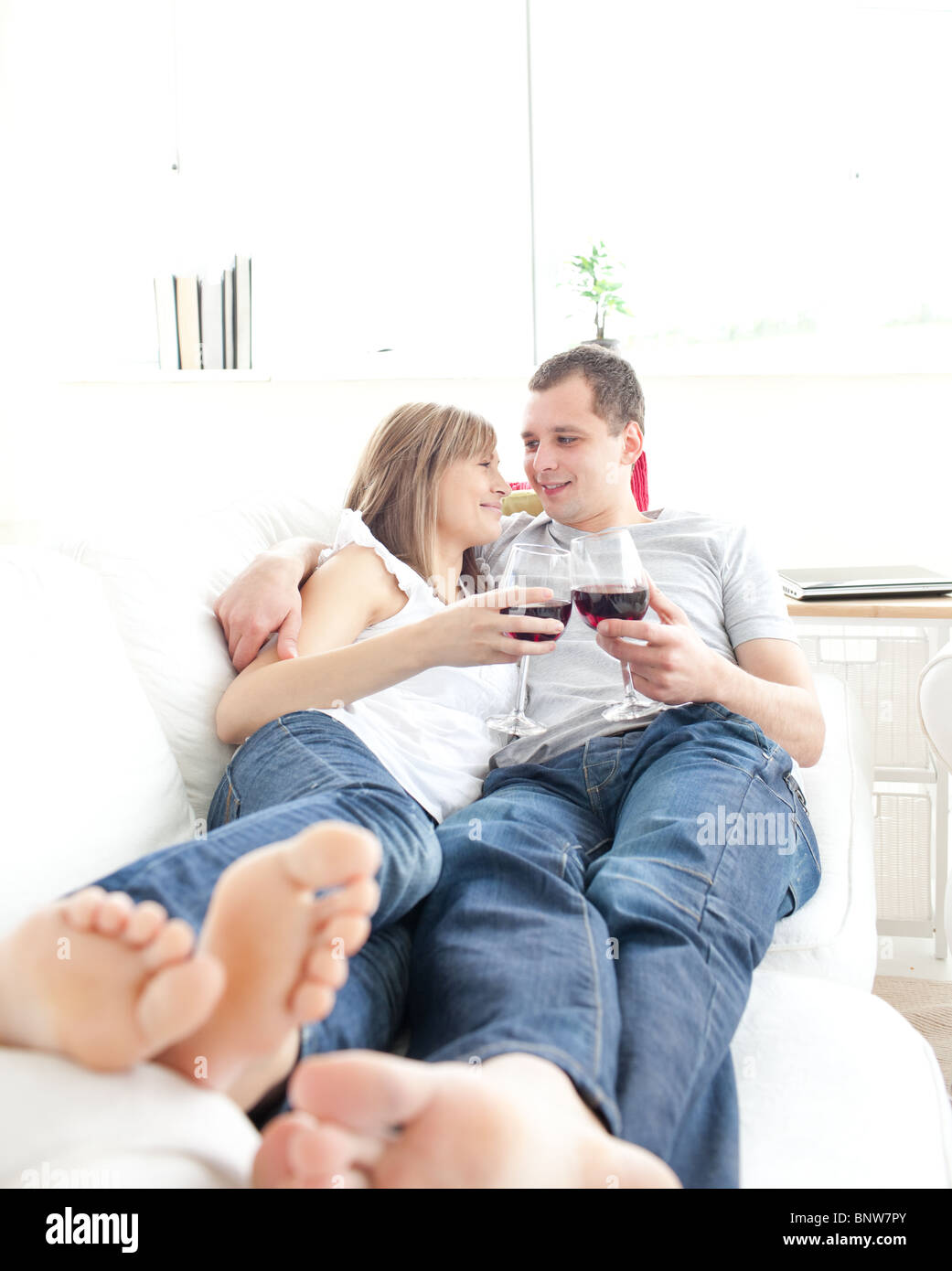 Adorable couple relaxing together Stock Photo