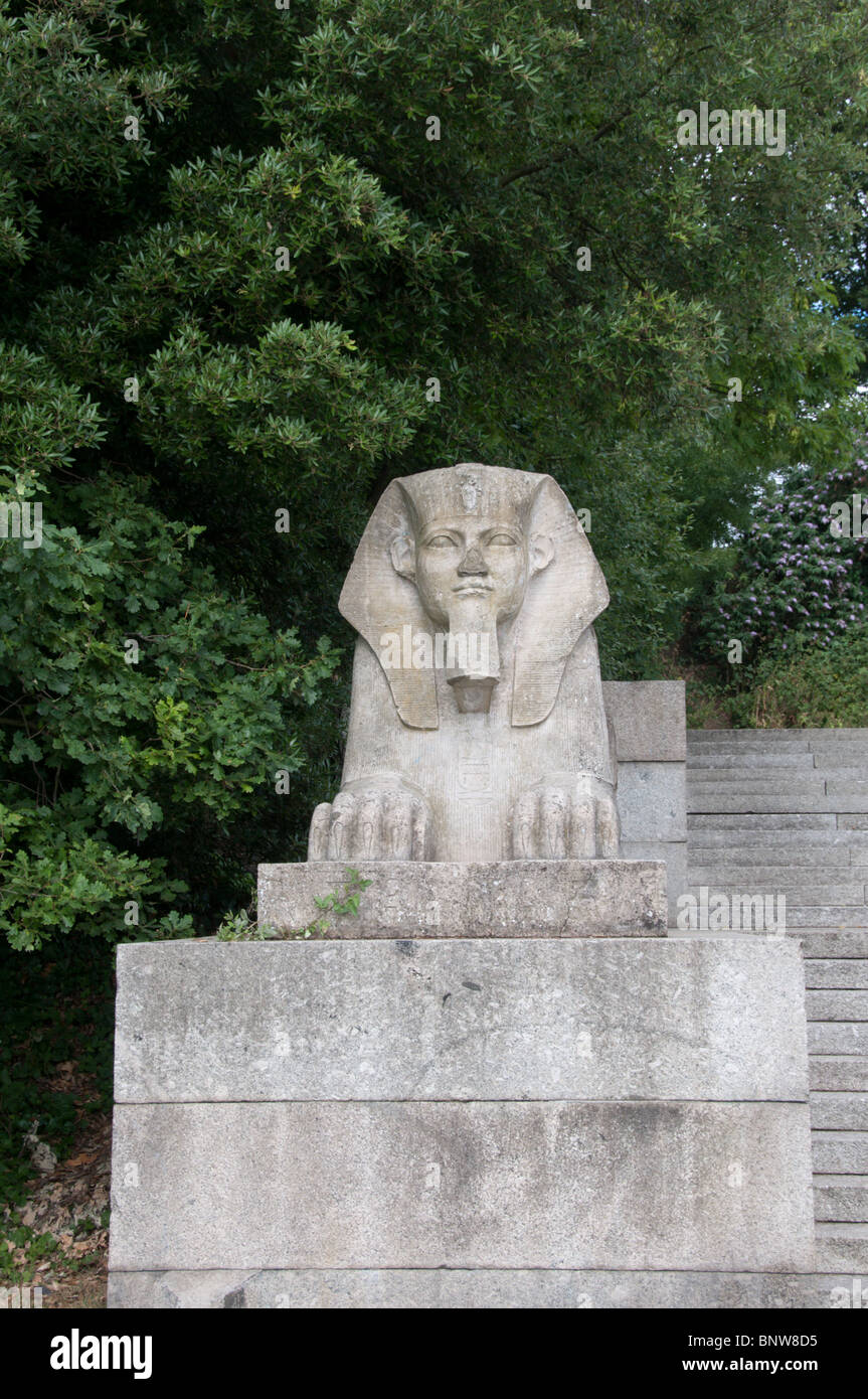 A Sphinx - part of the ruins of the Crystal Palace in South London Stock Photo