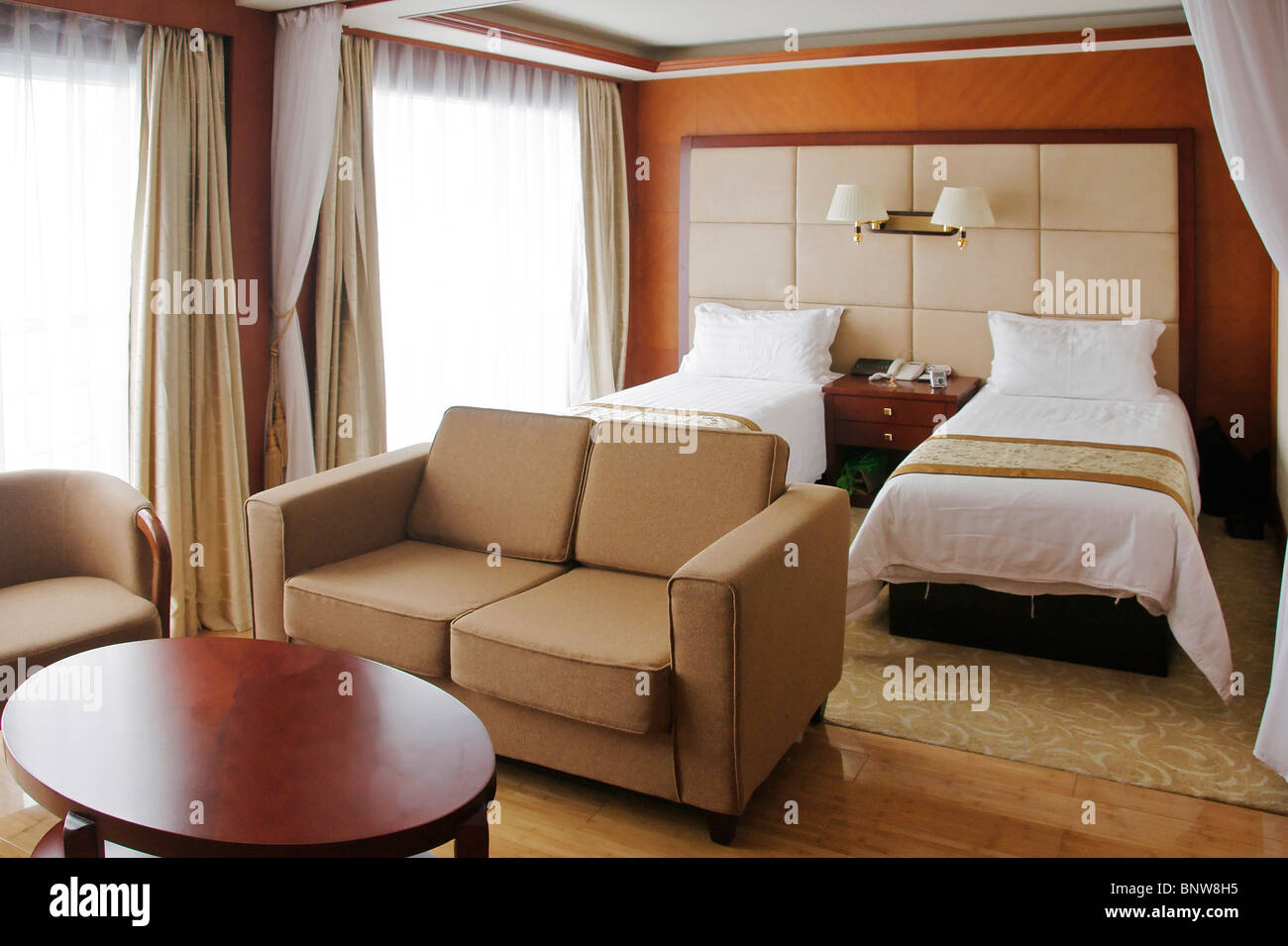 Interior luxury cabin tourist ship Three Gorges Yangzi River Hubei China Stock Photo