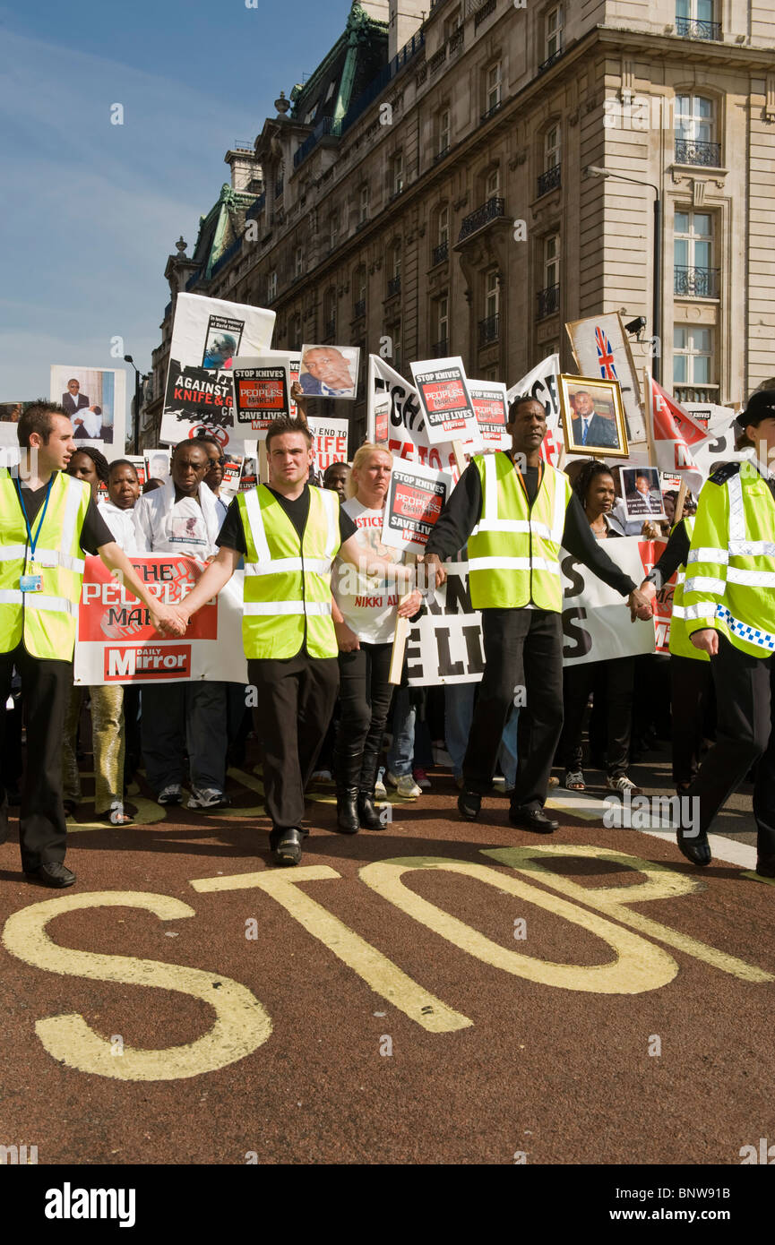 A march against knife crime goes from Kennington to central London, 20 September 2008. Stock Photo