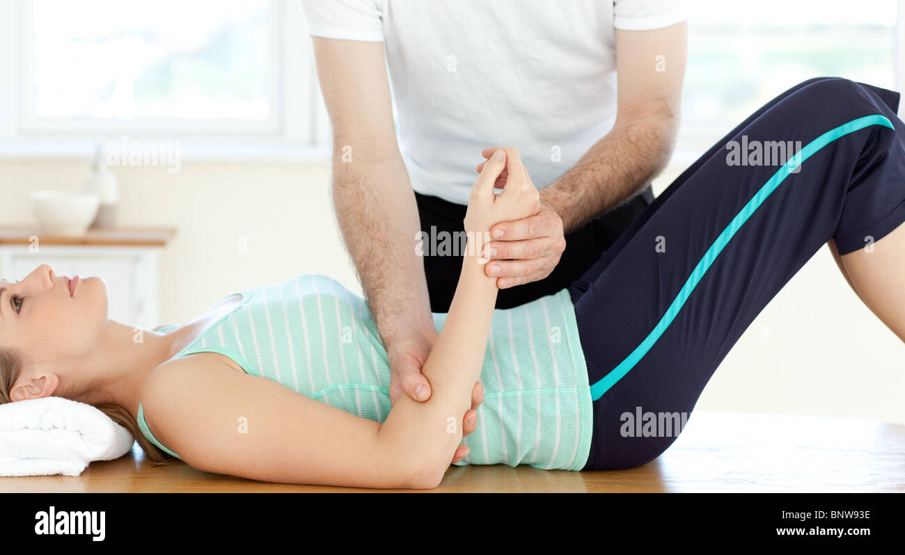 Attractive young woman receiving a massage Stock Photo