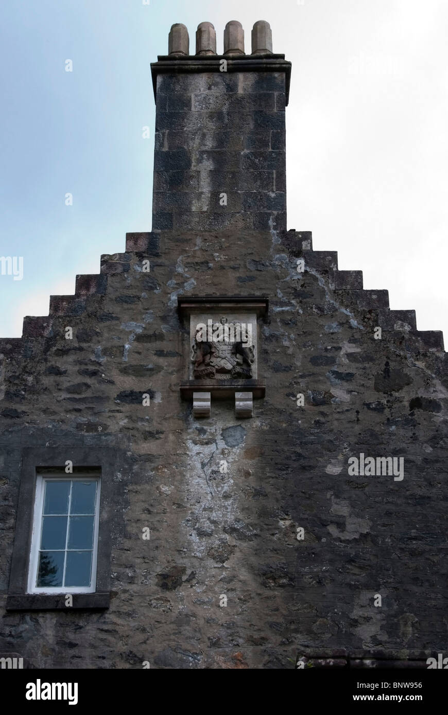 Clan Fletcher Coat of Arms Historic Dunans Castle Glendaruel Argyll Scotland Stock Photo