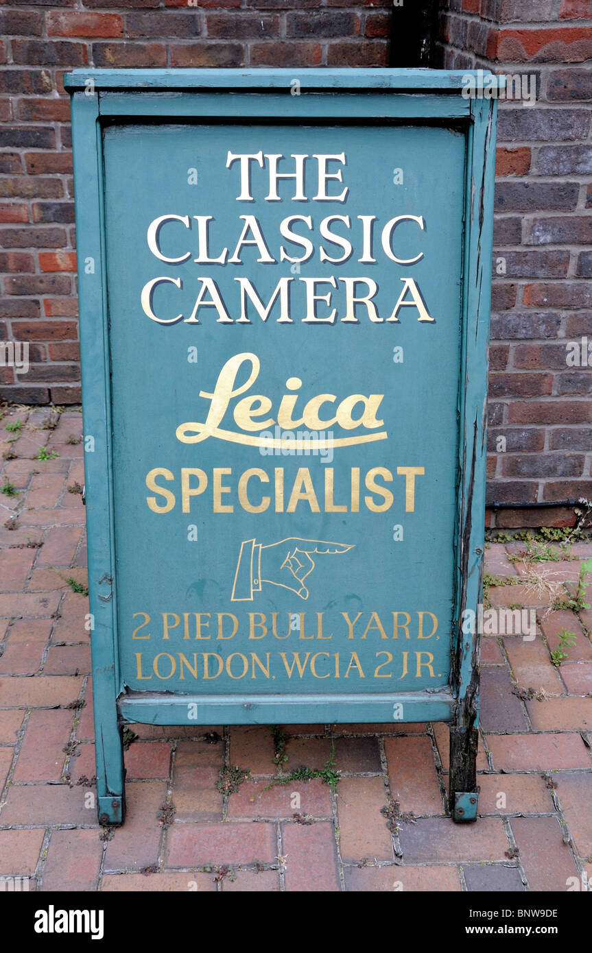 The Classic Camera advertising board a Leica specialist shop in London