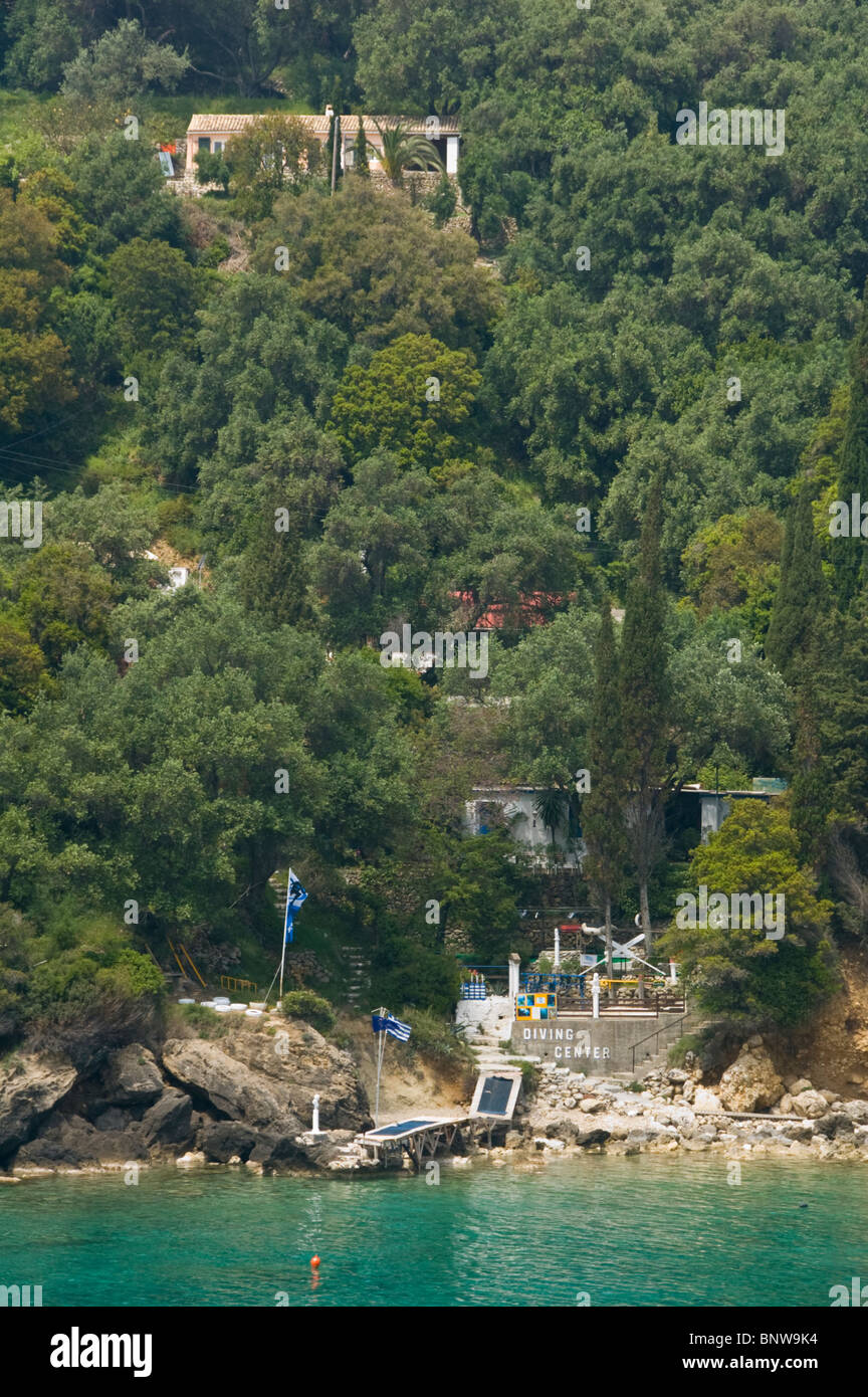Diving center in cove at Paleokastritsa on the Greek island of Corfu