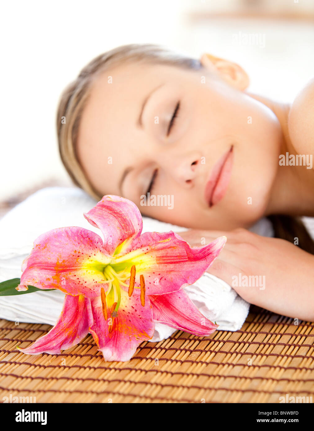 Portrait of an attractive woman having a massage Stock Photo