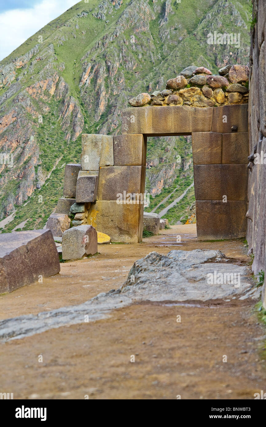 View of the ruins of Ollantaytambo near Cusco, Peru. Stock Photo