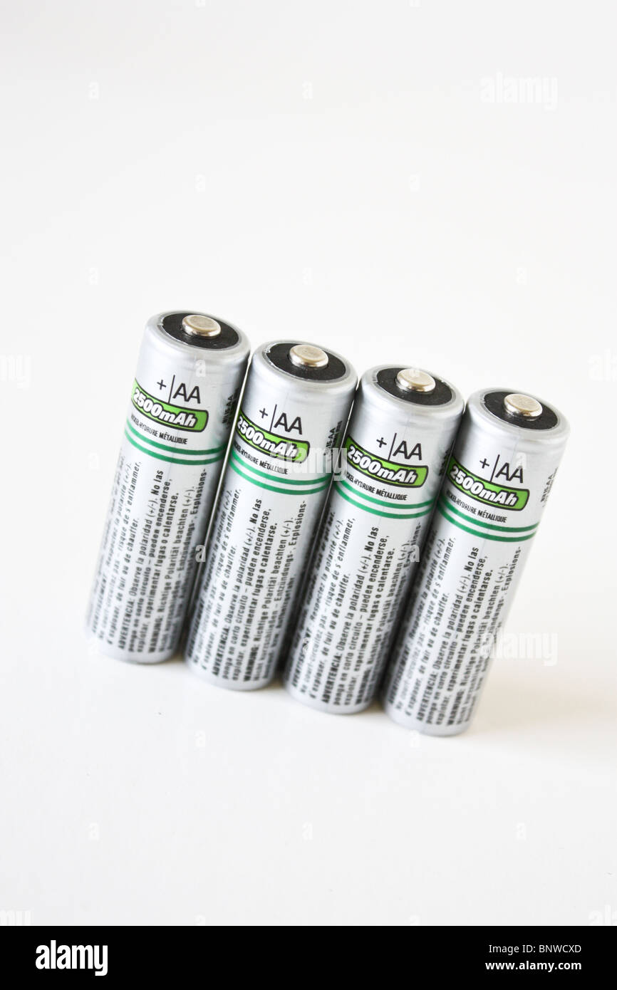four 4 AA rechargable battery Stock Photo