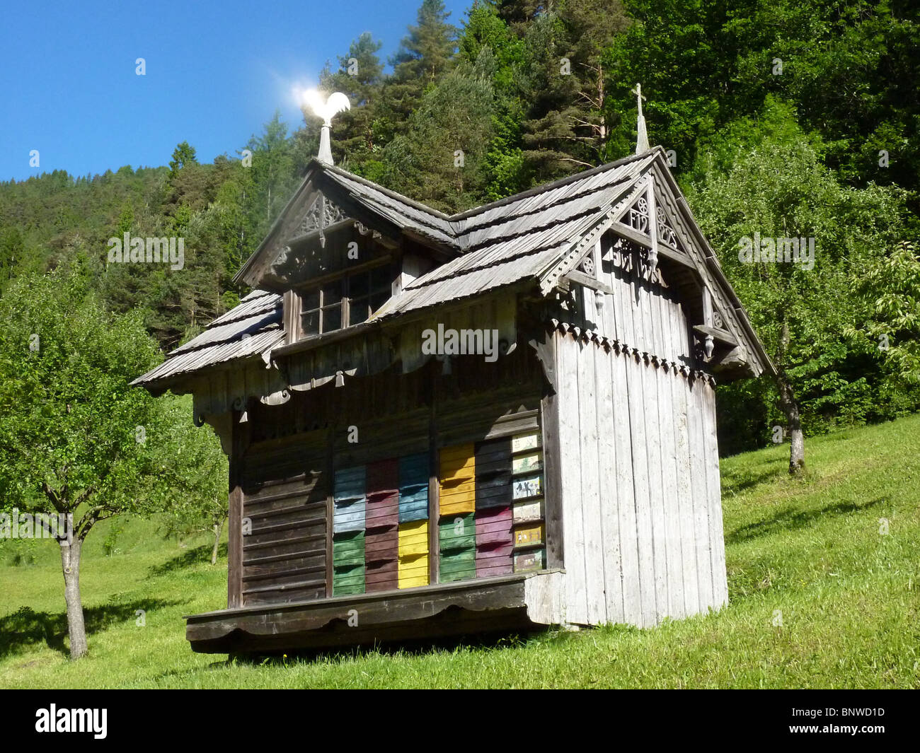 SLOVENIA - Bee hives on a farm in he Carinthian province Stock Photo