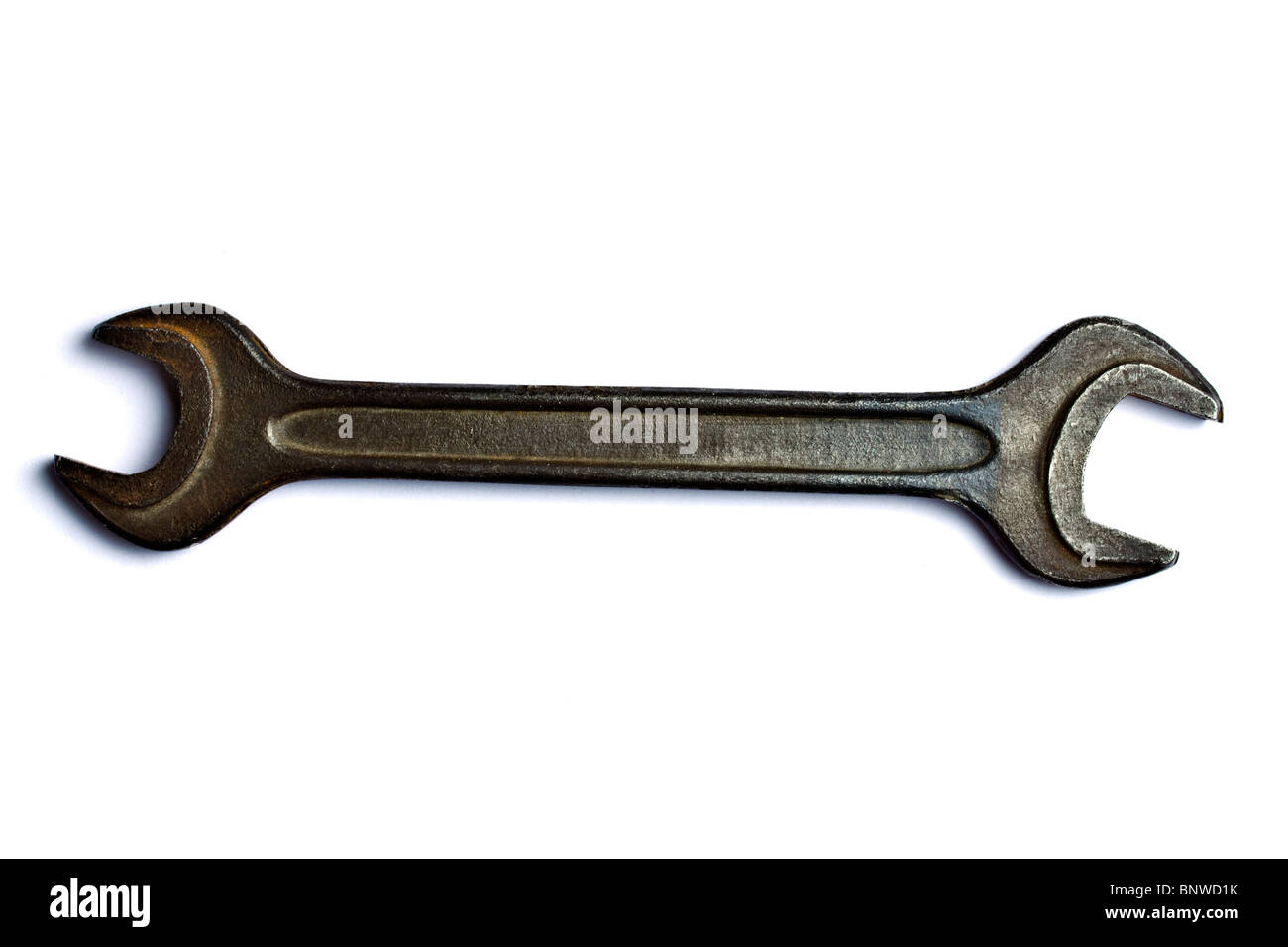 An old wrench isolated on white background Stock Photo