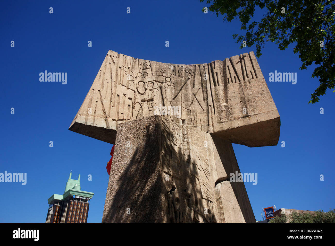 Columbus Monument by Joaquín Vaquero Turcios, Plaza de Colón, Madrid, Spain Stock Photo