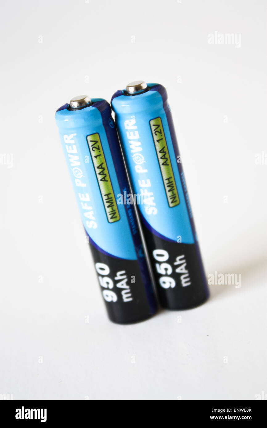 two 2 AAA recharge battery Stock Photo Alamy