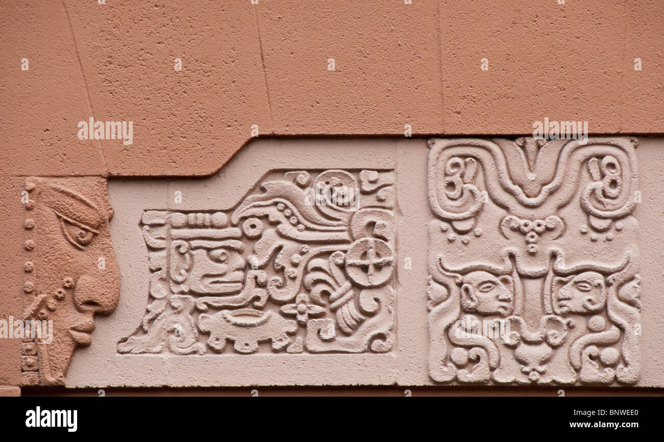 Mayan-style bas-relief in San Antonio, Texas, USA Stock Photo