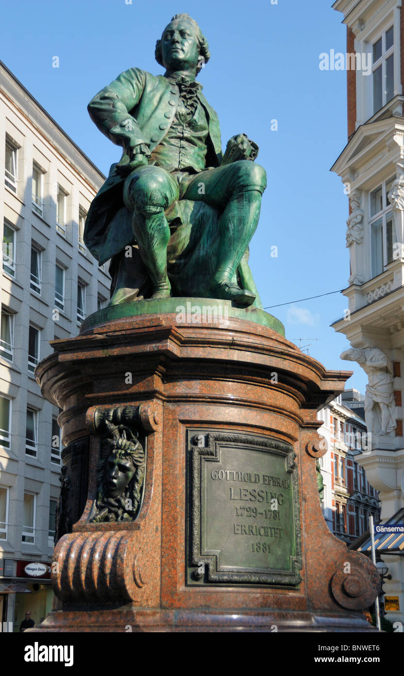 The Gotthold-Lessing-Momorial, erected in 1881at the Gänsemarkt (Geese ...