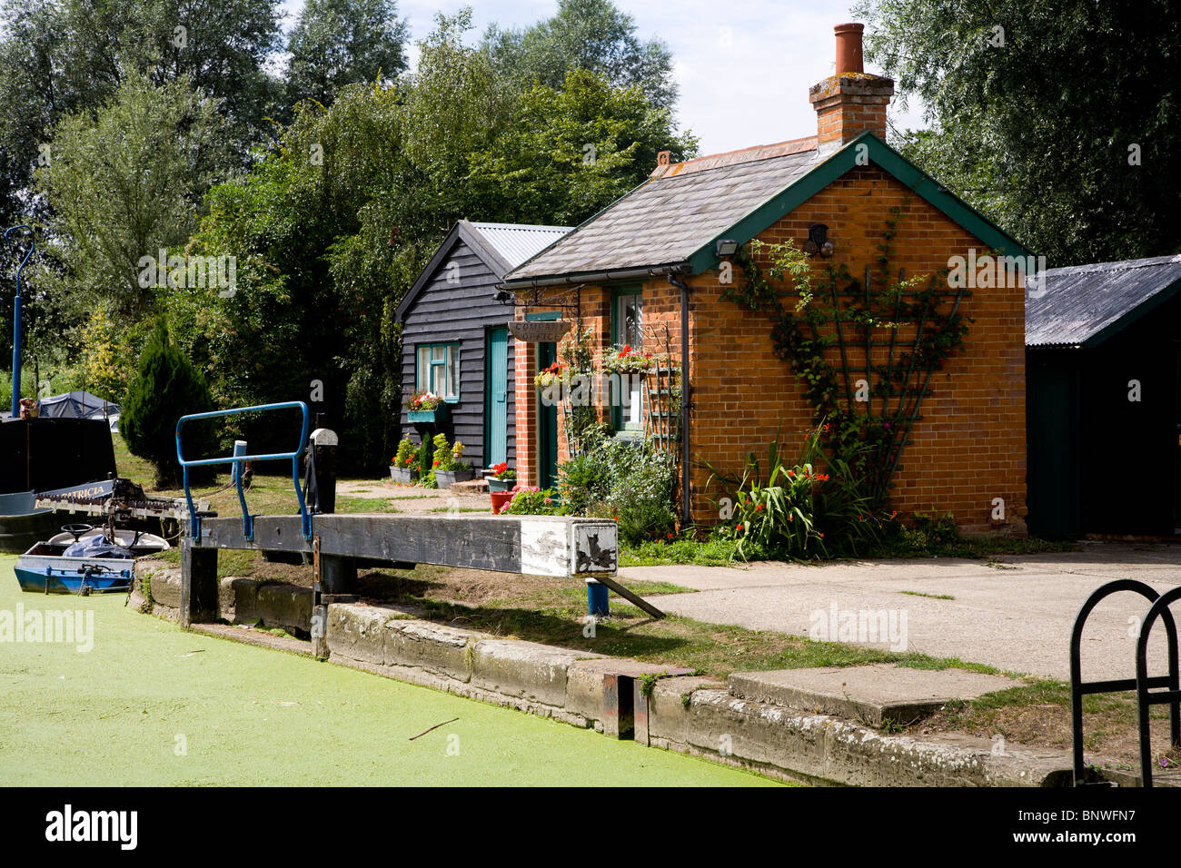 Paper mill lock on the Chelmer Navigation that run from Heybridge to Chelmsford in Essex Stock Photo