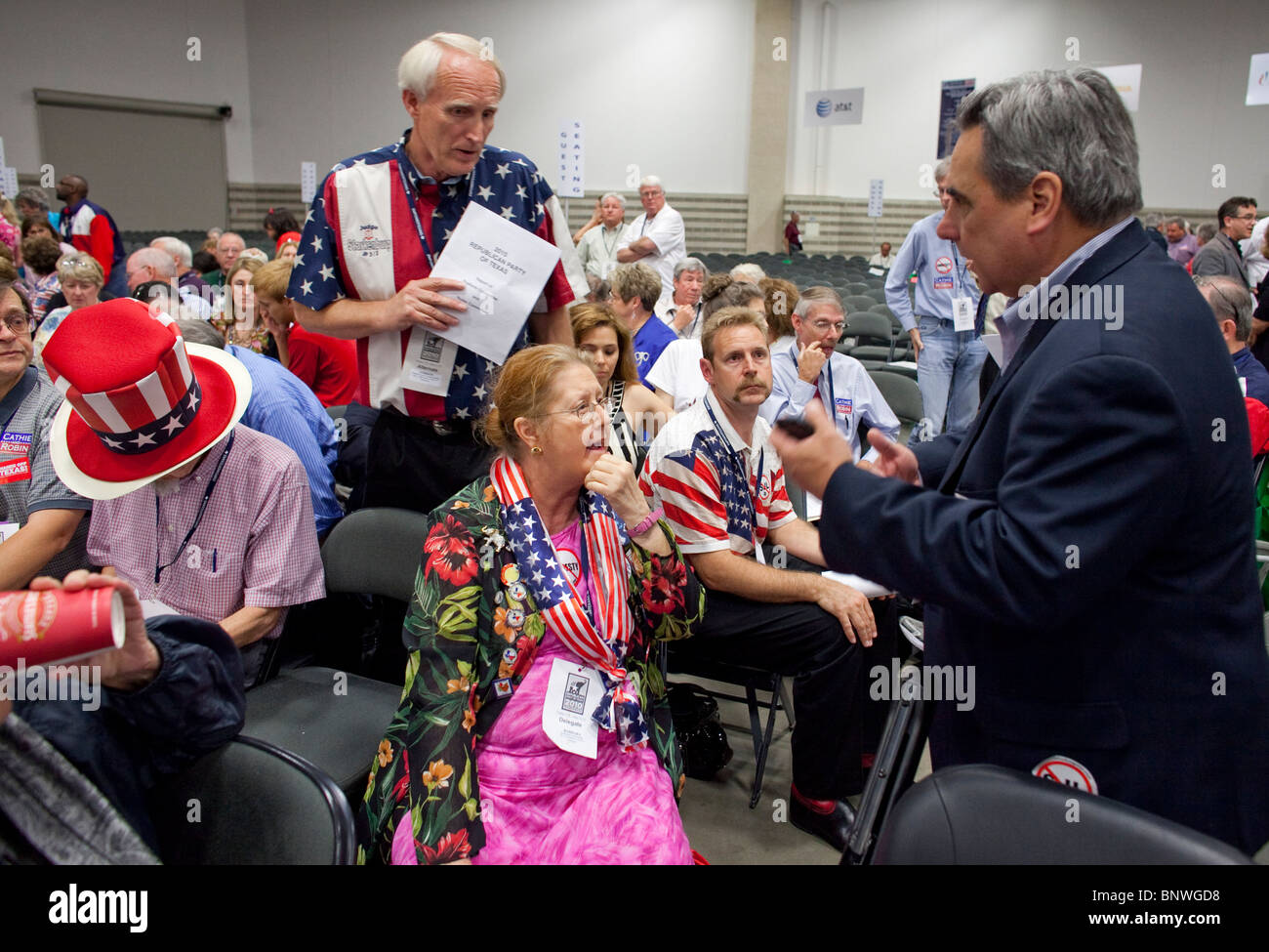 Republican delegates discuss platform issues at the twoday Texas