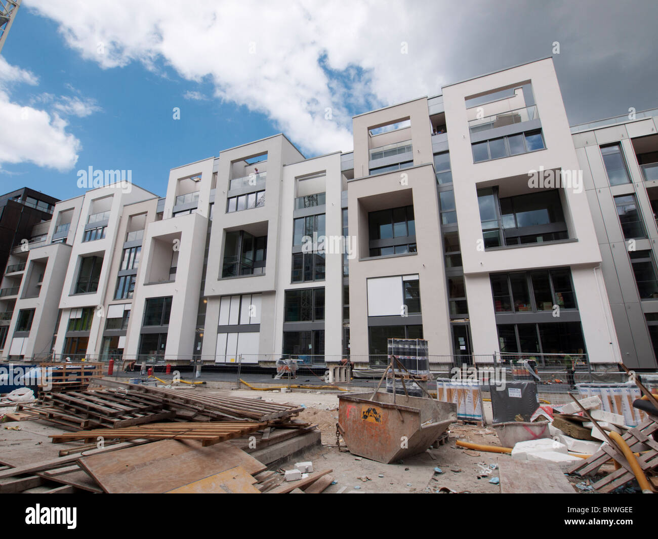 Construction of new luxury apartment buildings under construction at