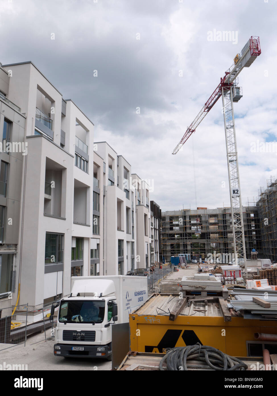 Construction of new luxury apartment buildings under construction at