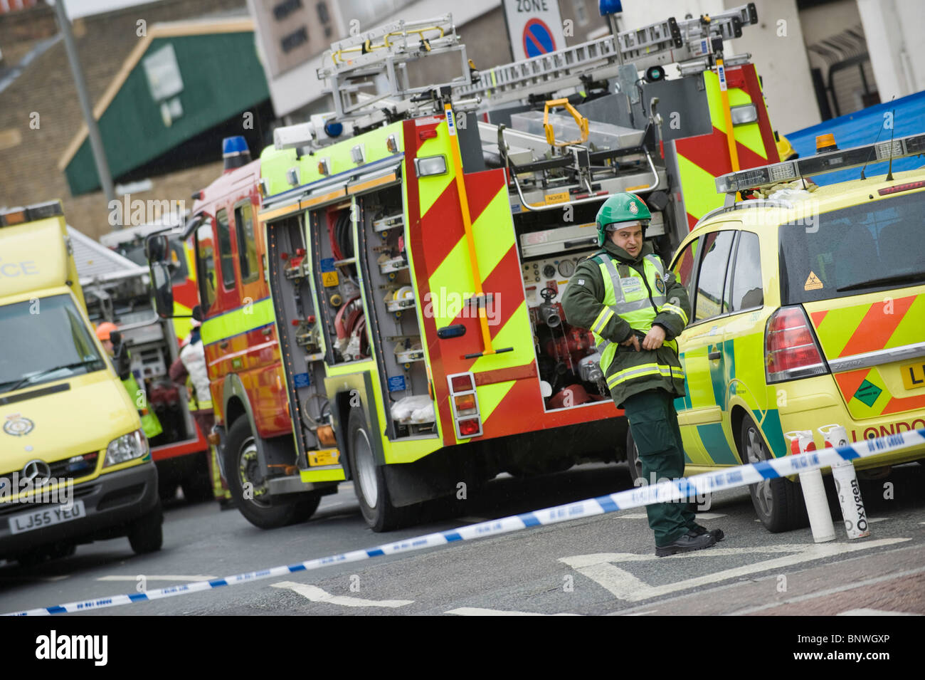 Emergency services including Police, Fire and Ambulance Services attend ...