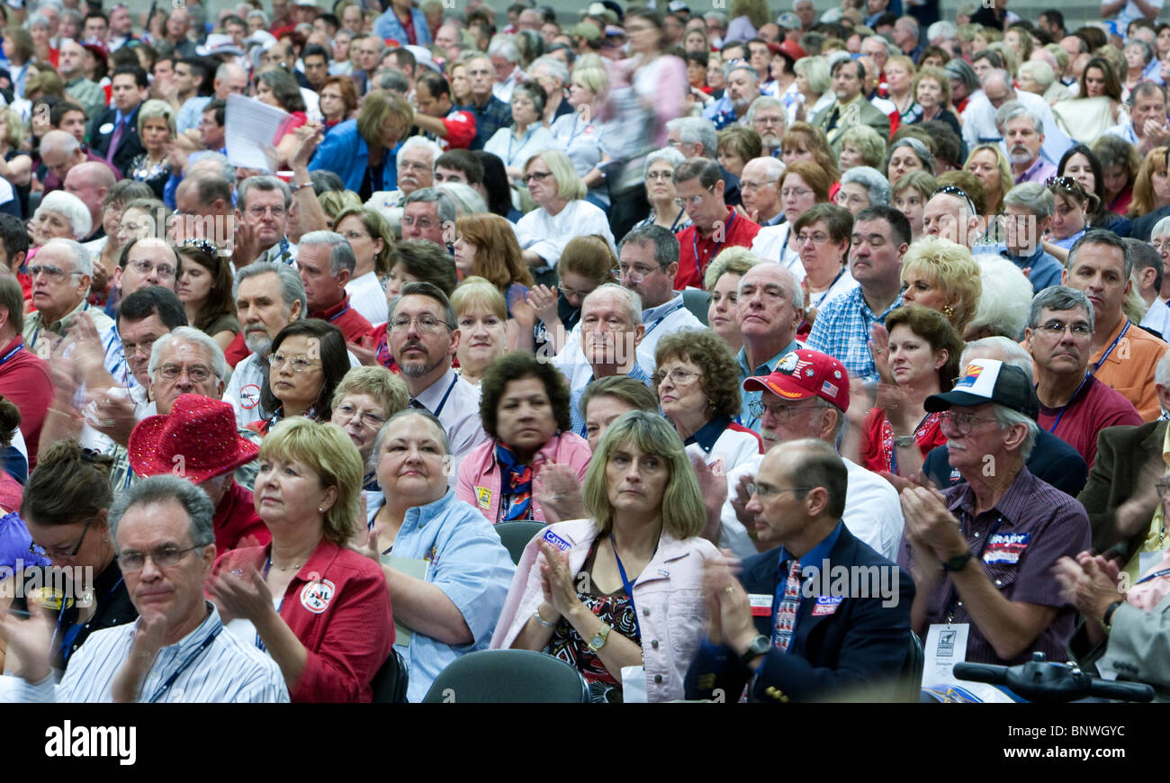 Some of the more than 5,000 delegates at the biannual Texas Republican Convention in Dallas. Stock Photo