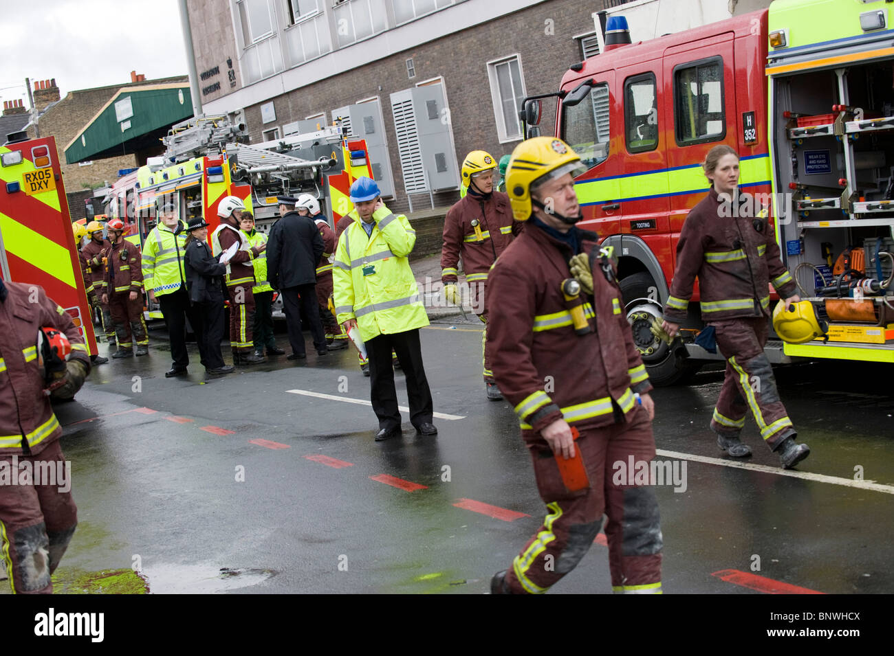 Emergency services including Police, Fire and Ambulance Services attend