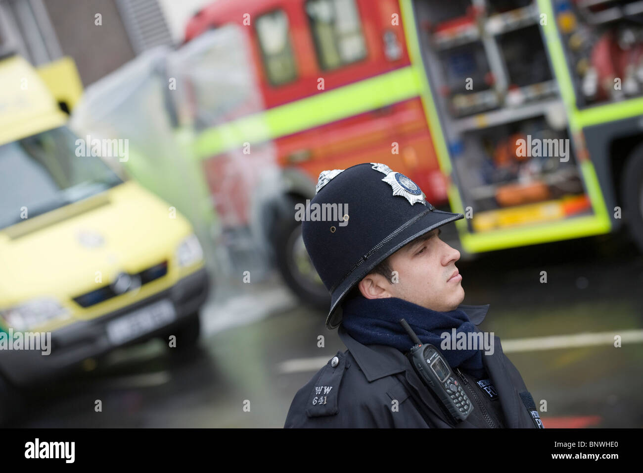 Emergency services including Police, Fire and Ambulance Services attend