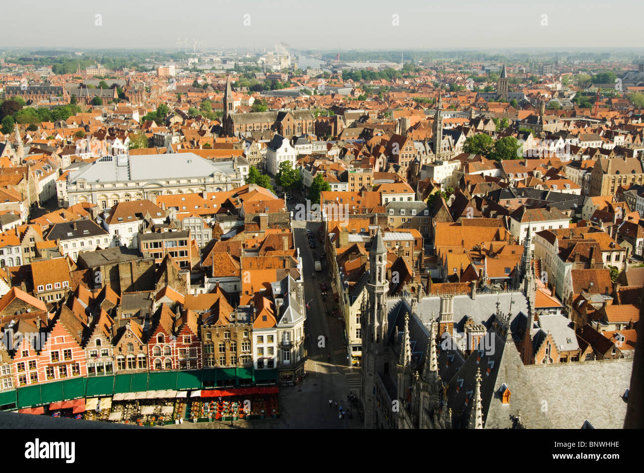 Belgium, Bruges, View of town from Belfry tower Stock Photo