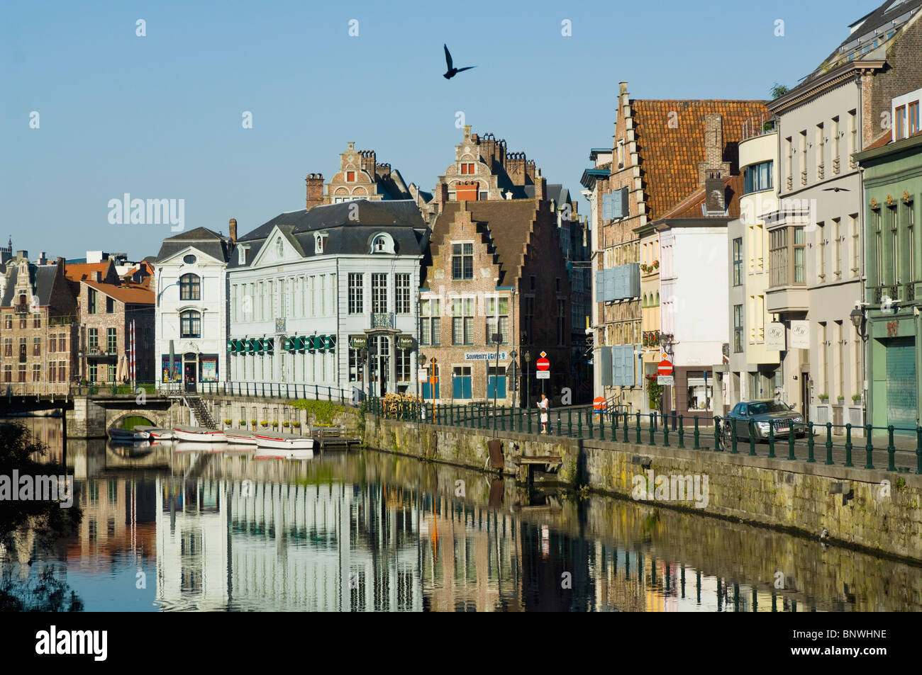 Belgium, Ghent, Ghent canal houses Stock Photo