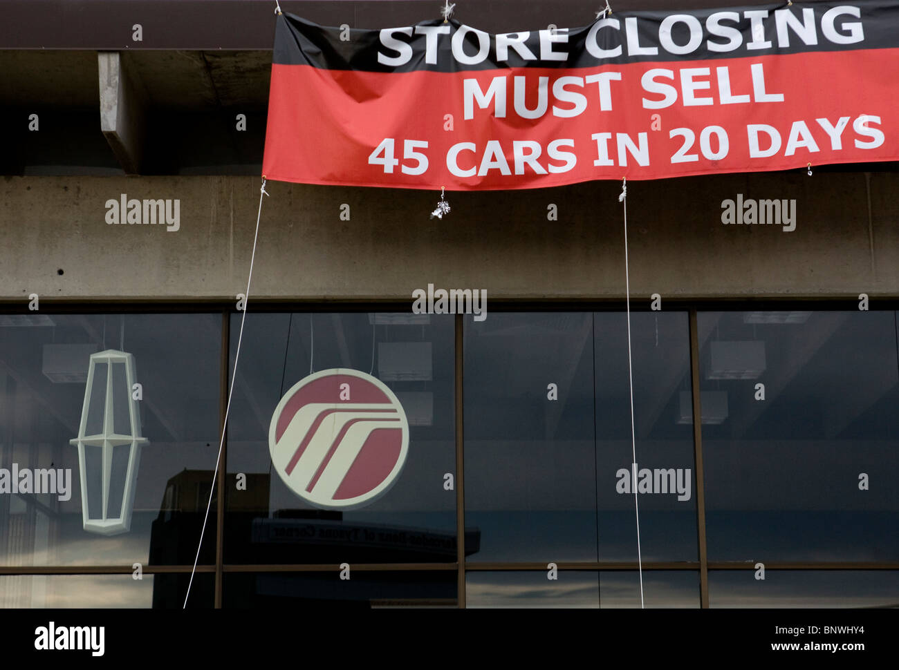 A Mercury car dealership in the process of closing Stock Photo Alamy